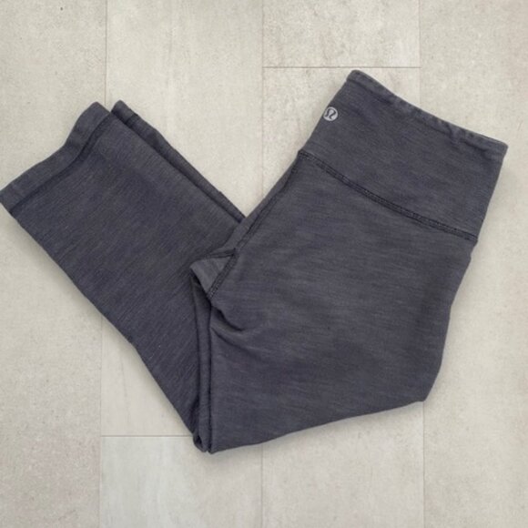 LULULEMON Athletica Heathered Gray/Grey Luon Cropped Low Rise Capri Leggings 4 - Picture 7 of 9